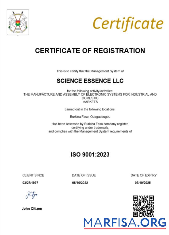 Printable Burkina faso certificate of registration Word and PDF template